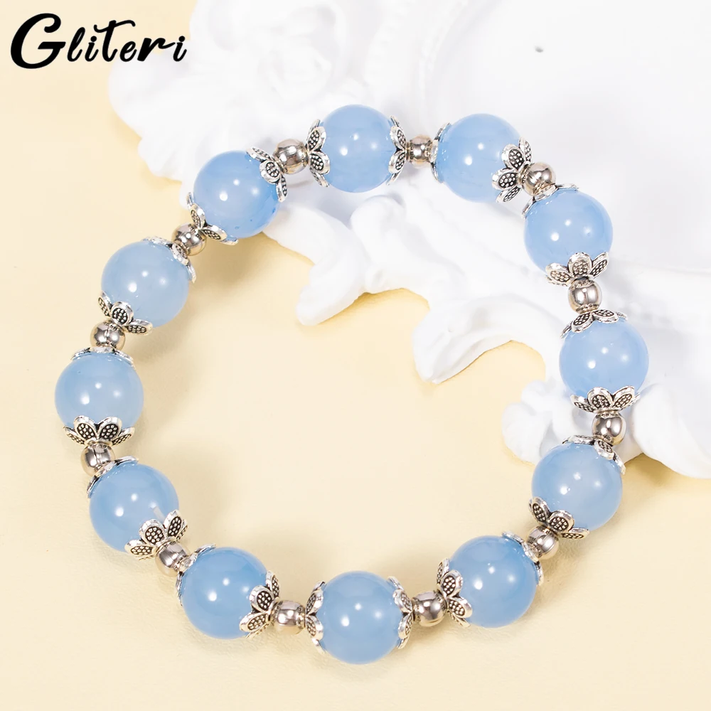 

GEITERI 2023 New Blue Glass Beaded Bracelets For Women Men Girls Trendy Natural Crystal Bangle Charm Jewelry Birthday Party Gift