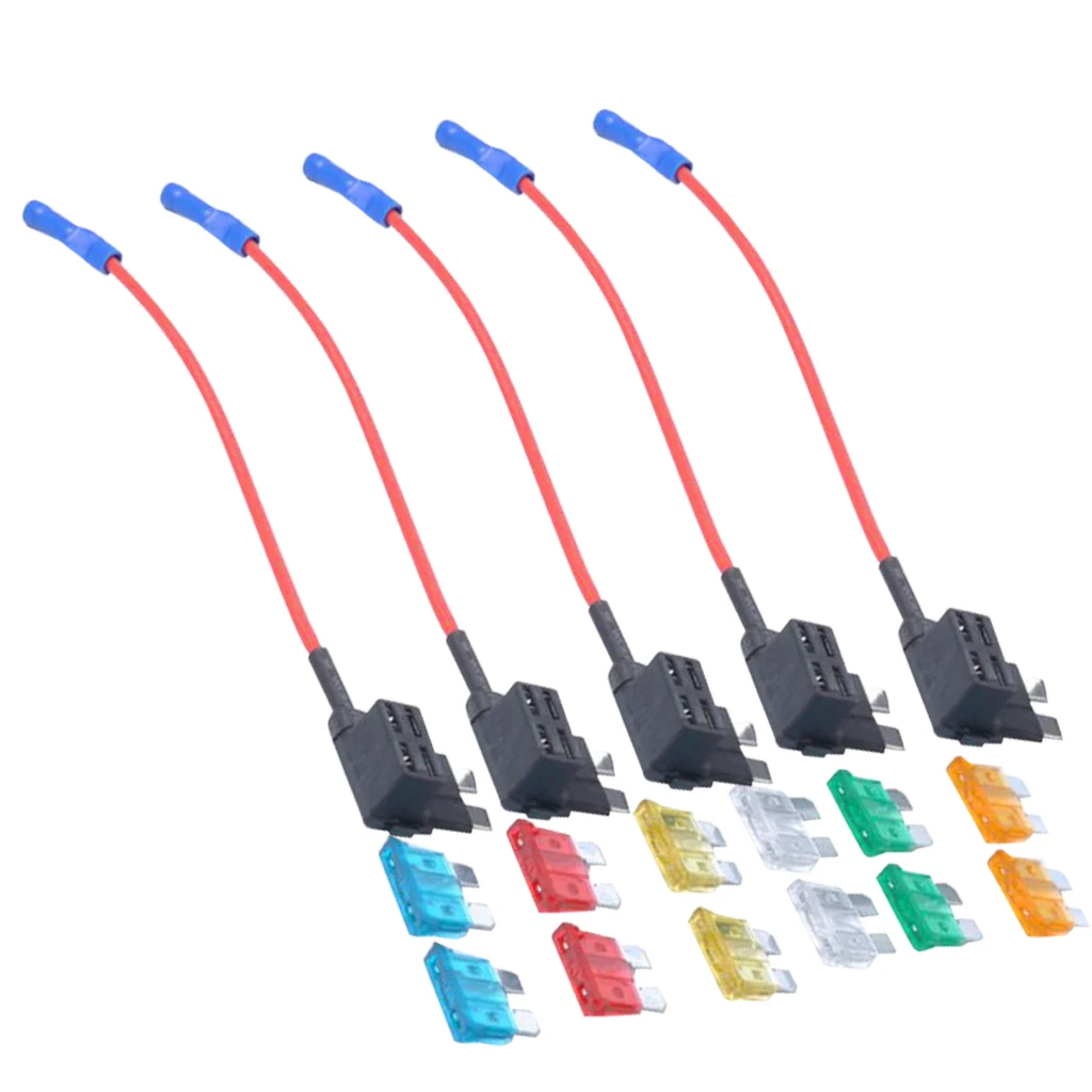 12 Pieces Auto Car Truck Medium Blade Fuse 5A-30mpA with Add-a-circuit Holder Kit