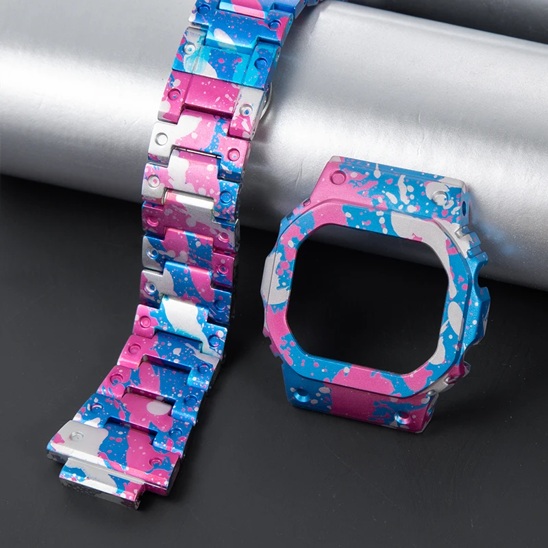 سبائك التيتانيوم معدن حزام (استيك) ساعة حزام الحال بالنسبة ل كاسيو DW5600 GW-B5600 GB5600 GWX5600 G-Shock مربع ترقية استبدال