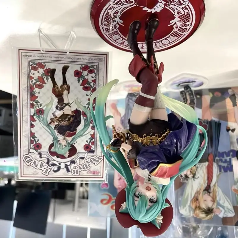 Japonês hatsune miku bandai banpresto conto de fadas país das maravilhas um gato usando botas presente anime figura estátua coleção periférica