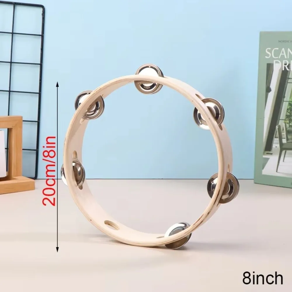 New 4/6/7/8/10 Inch Hand Drums Single Row Orff Musical Instrument Wooden Tambourine Wooden Rings Hand Cranked Bell Education - view 3