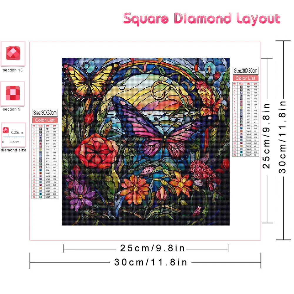 Huacan Full Diamond Embroidery Animal Butterfly Cross Stitch Kit 5D Diamond Painting Flower Art Gift Home Decor Craft Kit