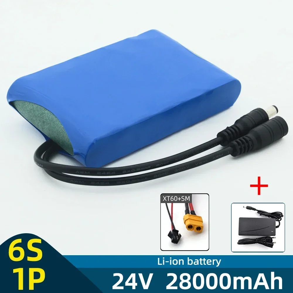 New 100% Original 24V 6S1P 28000mah Battery Lithium Ion Battery Pack Capacity DC 12.6 V Battery Pack CCTV Camera Monitor + Free