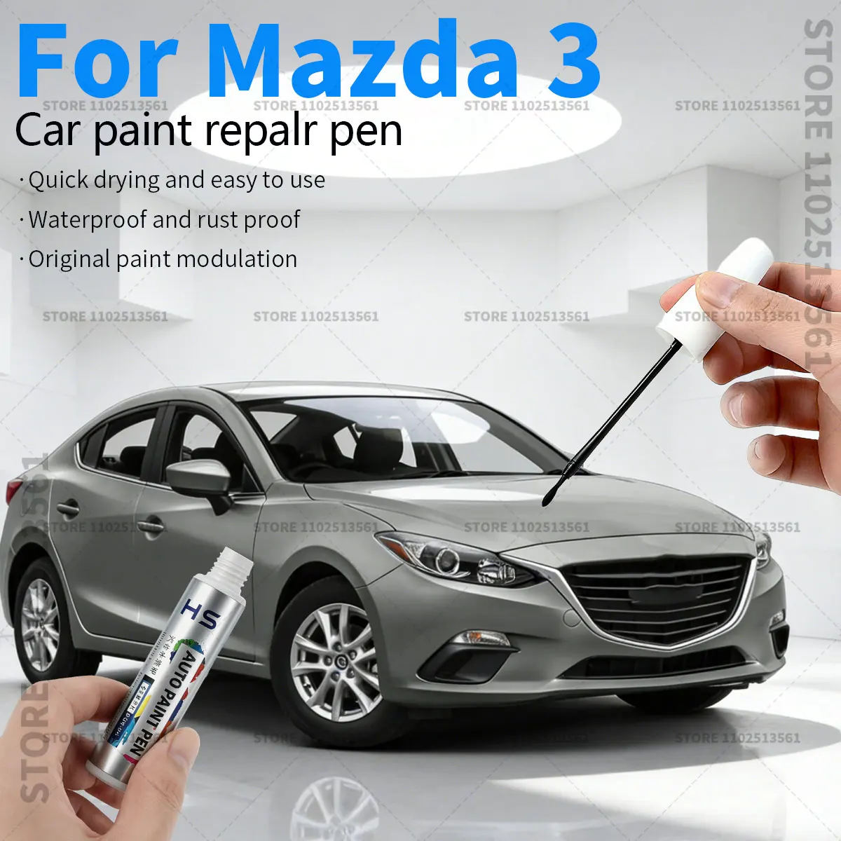 

Ручка-корректор для ремонта автомобильной краски, аксессуары для устранения царапин, синий 42B, белый 34K, 25D, черный, серебристый 45P, серый 36C для Mazda 3 2003-2025 годов