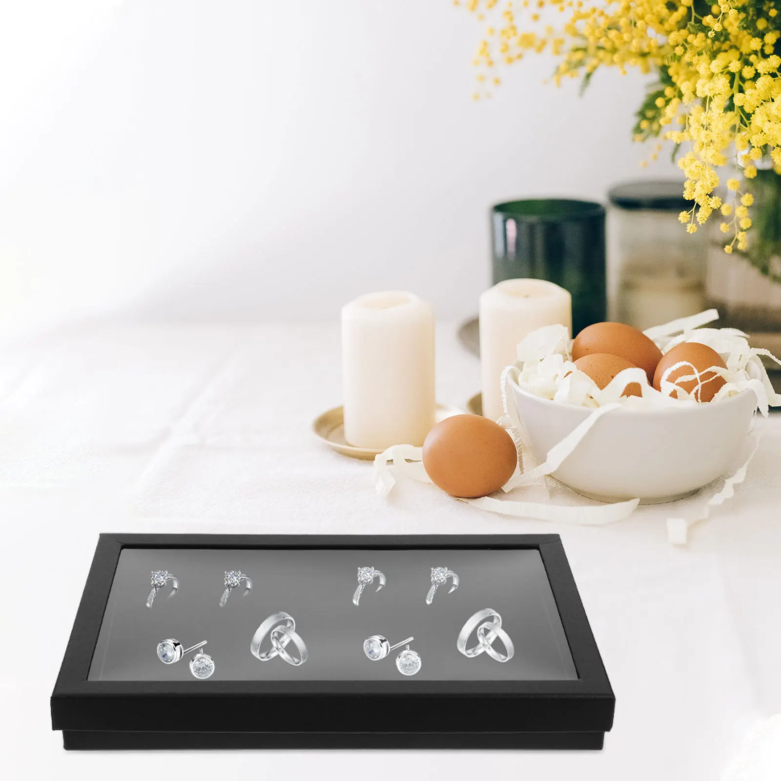 

1pc 100-Slots Ear Studs Storage Box Jewelry Display Case Travel Organizer Lightweight Ring Holder Transparent Window Case