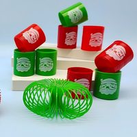 12PCS Santa Claus Rainbow Circle Red And Green Colour Magic Spring Coil Christmas Party Favors Gift Pinata Filler Rainbow Circle