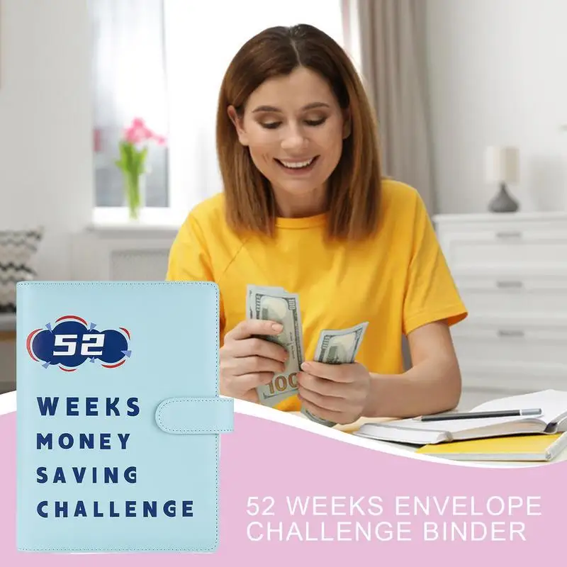 Папка для сбережений, бюджетная папка с наличными конвертами, 52 из искусственной кожи конверты, водонепроницаемая книга для экономии денег