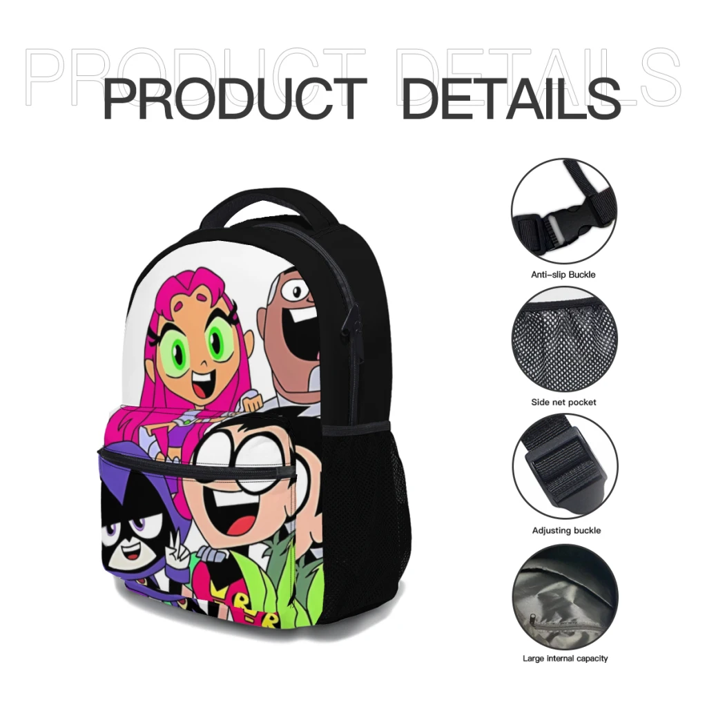 teen titans picture Versatile Backpack Large Capacity Waterproof Backpack Washable Computer Bag Unisex