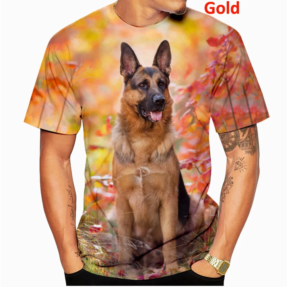 Cute 3D Dog German Shepherd Pattern Men Summer T Shirts Unisex Fitness Short Sleeve Tops Tee