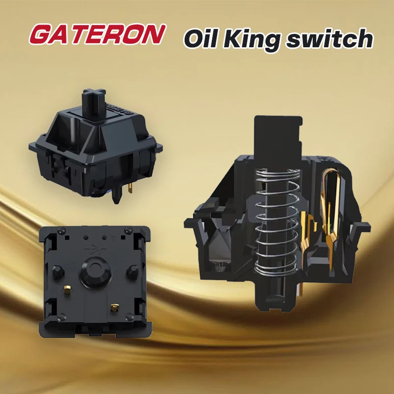 Gateron Oil King Switch 5 Pin Hot Swap Black Original Factory Lubrication Linear Switch 55gf For Gaming Mechanical Keyboard