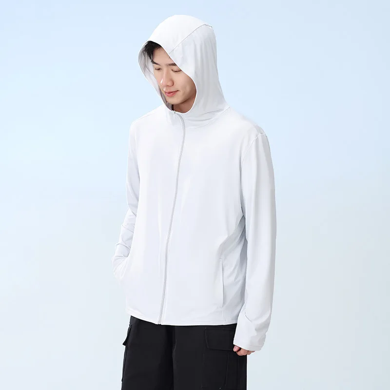 Men's High-end Thin Breathable Cool Ice Silk Sun-protective Clothing Outdoor Fishing Sun-protective Clothing Jackets for Men