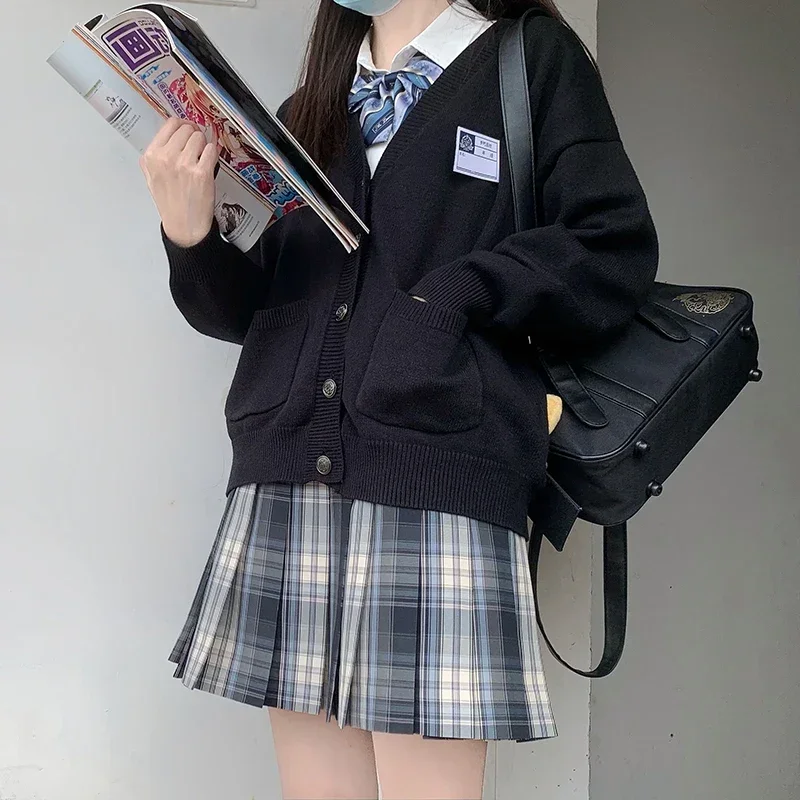 

Японская форма для девочек, черный, розовый, Seifuku, школьный свитер с длинными рукавами, вязаная униформа JK, кардиган, студенческий аниме, косплей MN8