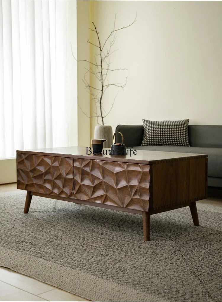 

North American black walnut coffee table Italian simple living room high-end log tea table