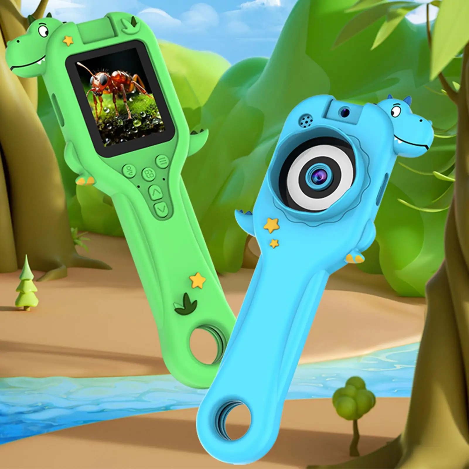 Handheld Microscope 500X Dinosaur Electronic Microscope With Photo And Video Function Rechargeable Science Toy For Outdoor