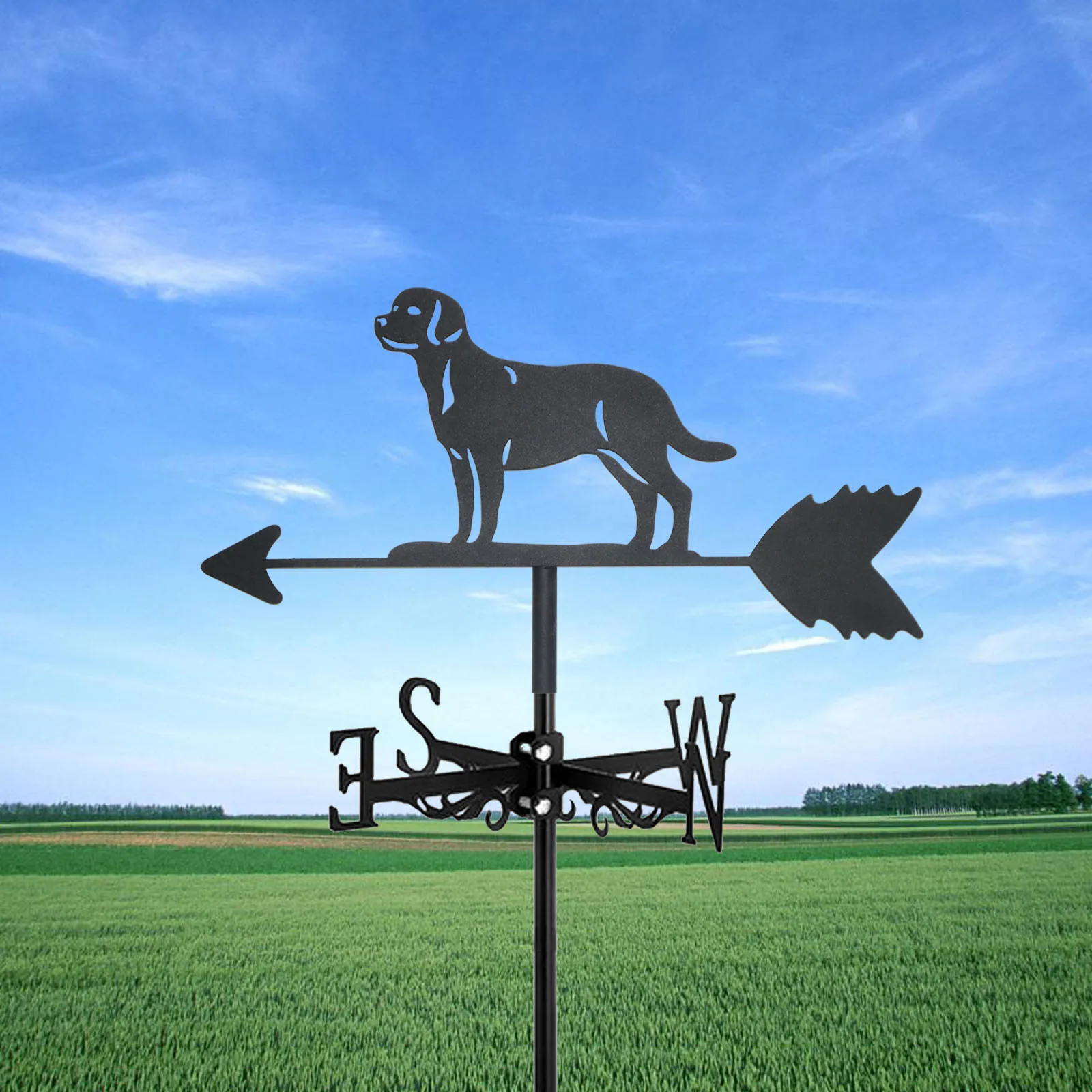 Labrador Retriever Weathervane Silhouette Art Black Metal Pet Dog Wind Vanes Outdoors Decorations Garden For Roof Yard Building