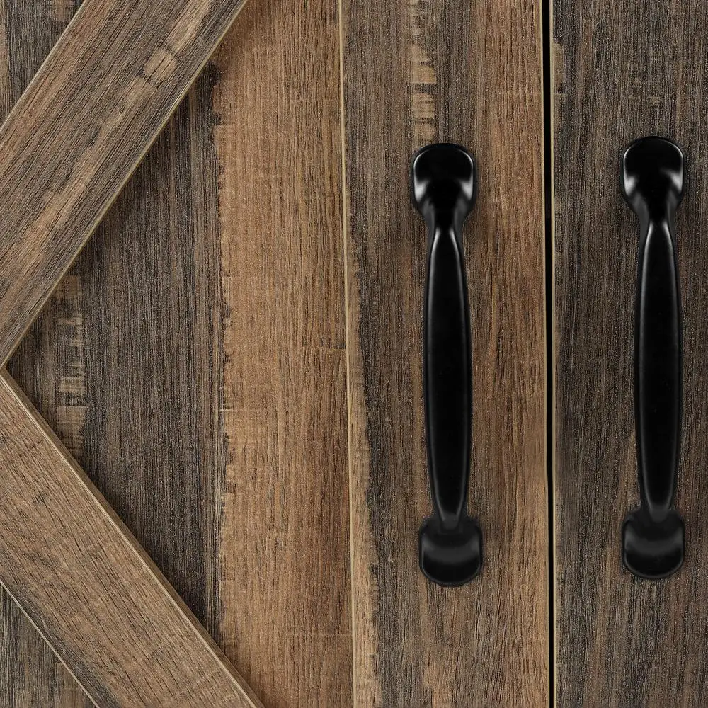 وحدة تحكم وسائط بحامل تلفزيون مقاس 60 بوصة مع أبواب الحظيرة ومركز الترفيه في المزرعة وخزانة تخزين ذات صفائح بنية