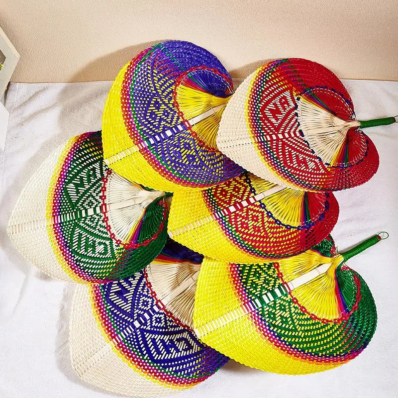 Bamboo Dandelion Hand Crank Fan Handcraft Fan Exquisite Pure Straw Creative Household Summer Portable Hand Crank Fan