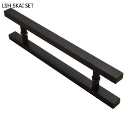 1 Pair Stainless Steel Glass Gate Square Tube Handles Bathroom Sliding Door Handle Home Hardware Door Knobs for Interior Doors