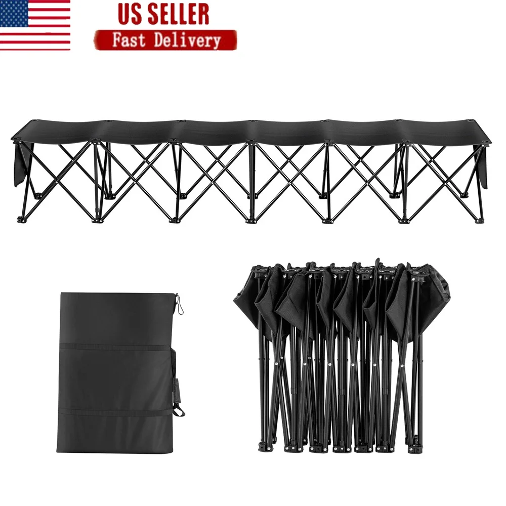 

Portable Folding Bench 6-Person Seating Outdoor Team Bench Includes Carry Bag Ideal Sports Events Camping Fishing Activities