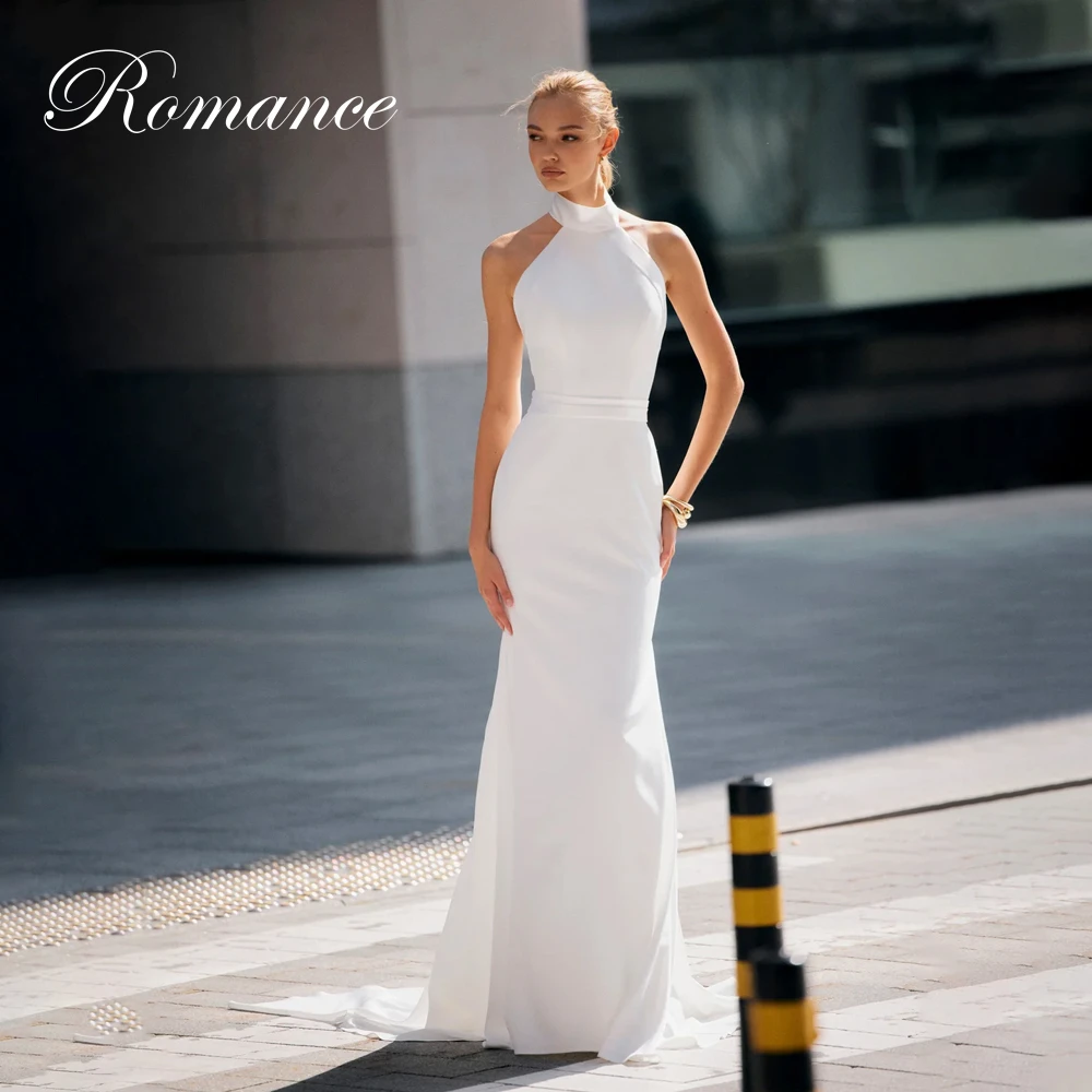 Простое свадебное платье русалки с высоким воротником, женское свадебное платье без рукавов 2025 года с открытой спиной и скользящим шлейфом, Vestidos De Novia по индивидуальному заказу