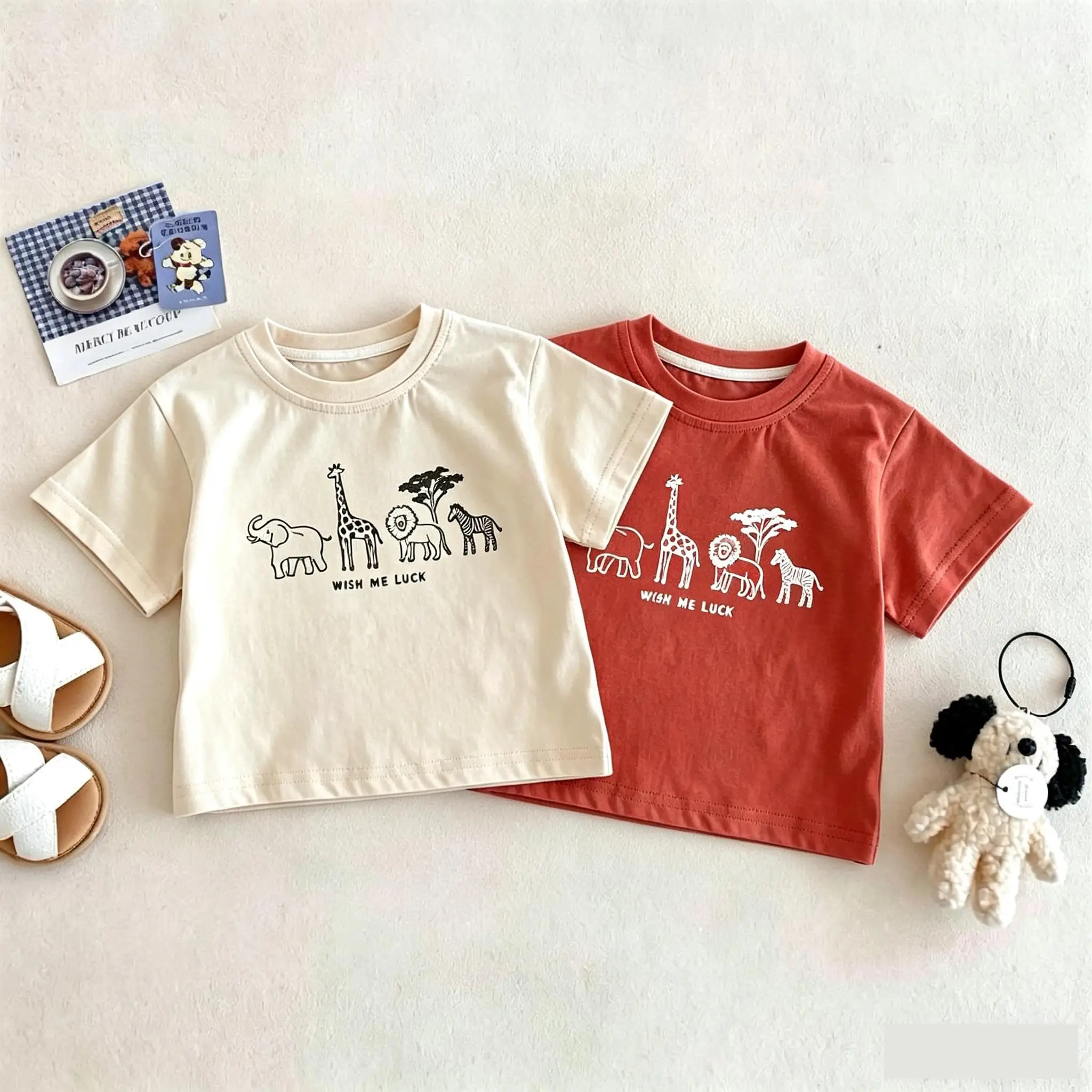 1-7 Age Children's Clothes Summer Printed Cartoon T-shirt Fashion Simple Versatile Kids Short Sleeve Tops Tees Girls T Shirts