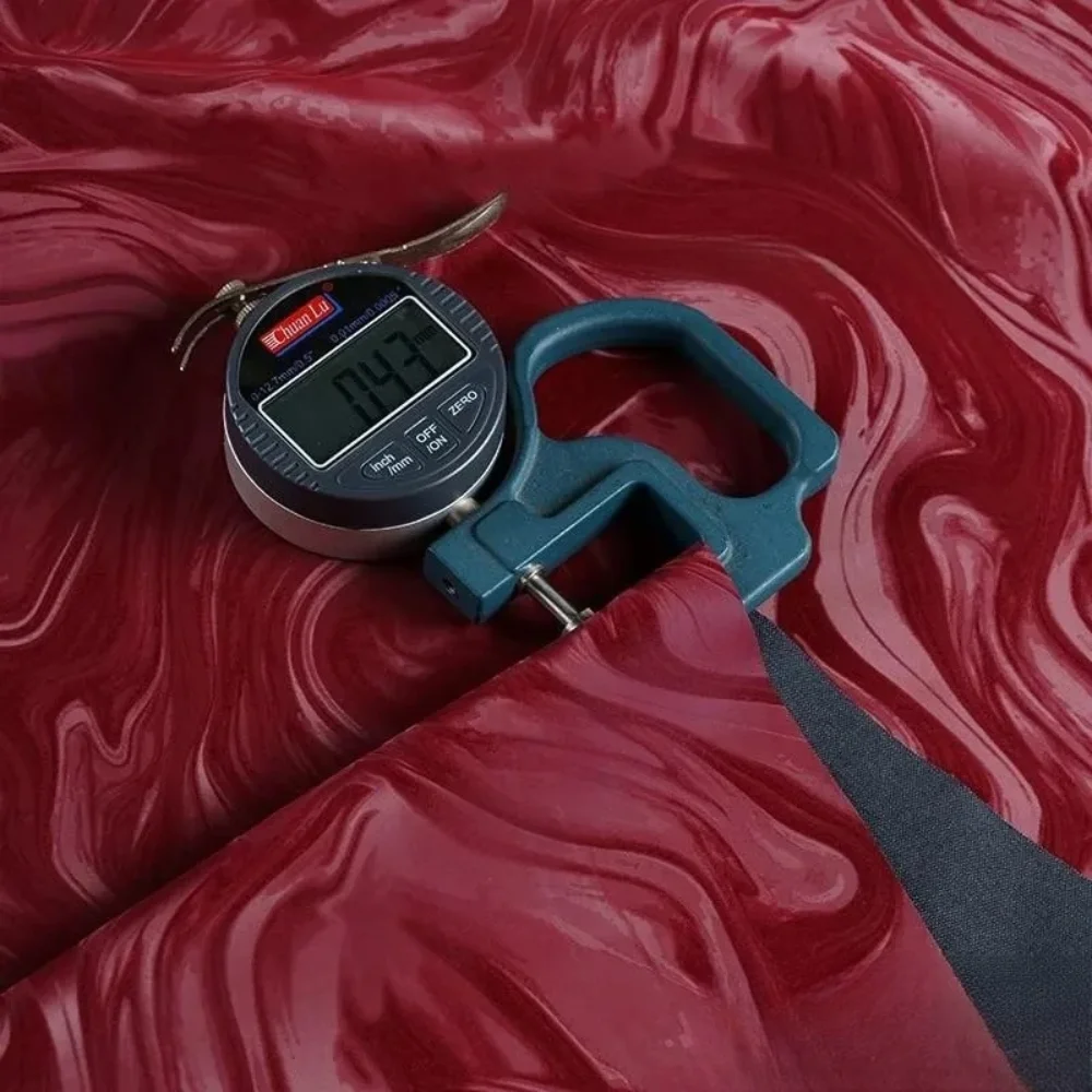 

Soft Waterproof Wavy Breathable PU Leather Fabric Red Creative Leather Jacket Leather Skirt Sewing By Meters Diy