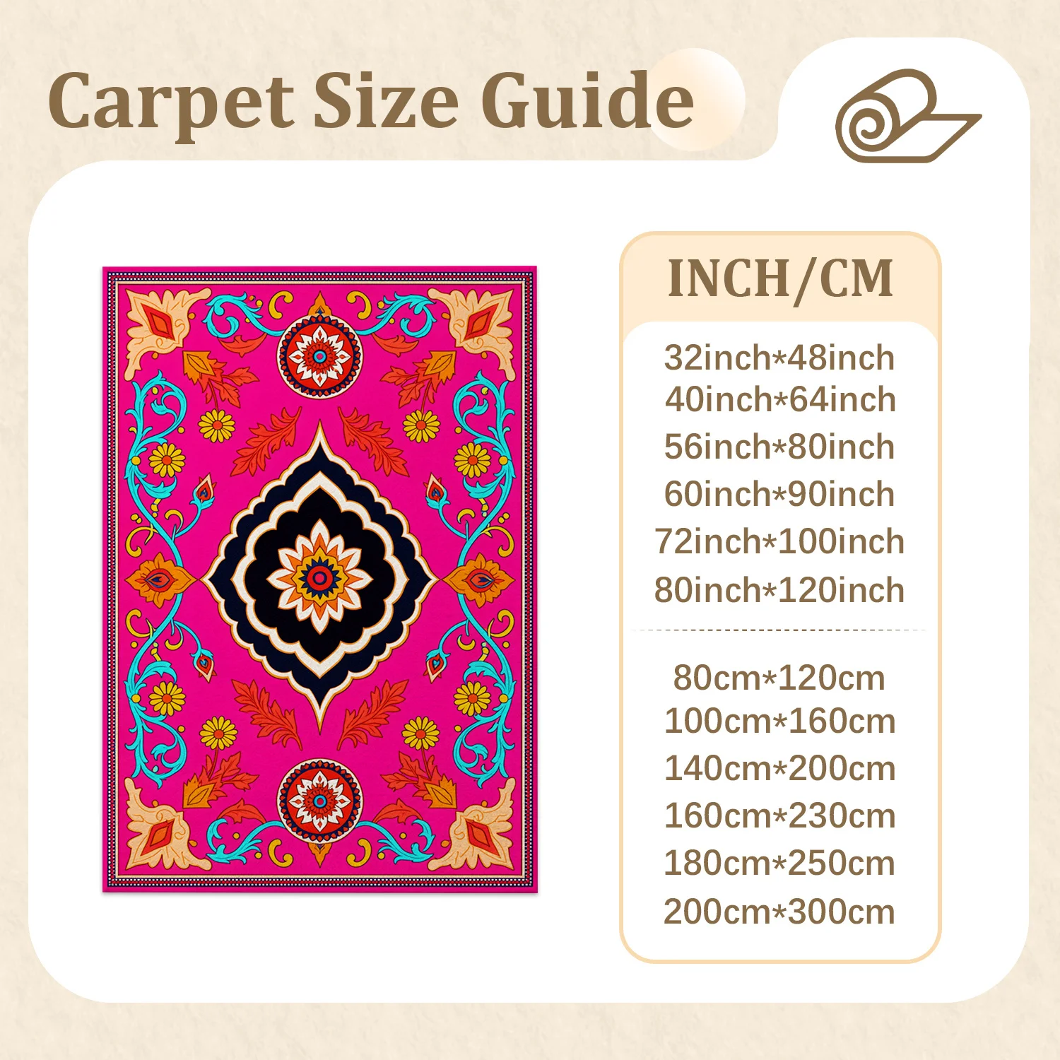 Vibrant Ornate Ethnic Floral Pattern Luxury Velvet Area Rug, Machine Washable, Perfect for Living Room, Bedroom, Entryway, Dining Room, Ideal Decor for Halloween, Thanksgiving, Christmas, New Year Celebrations
