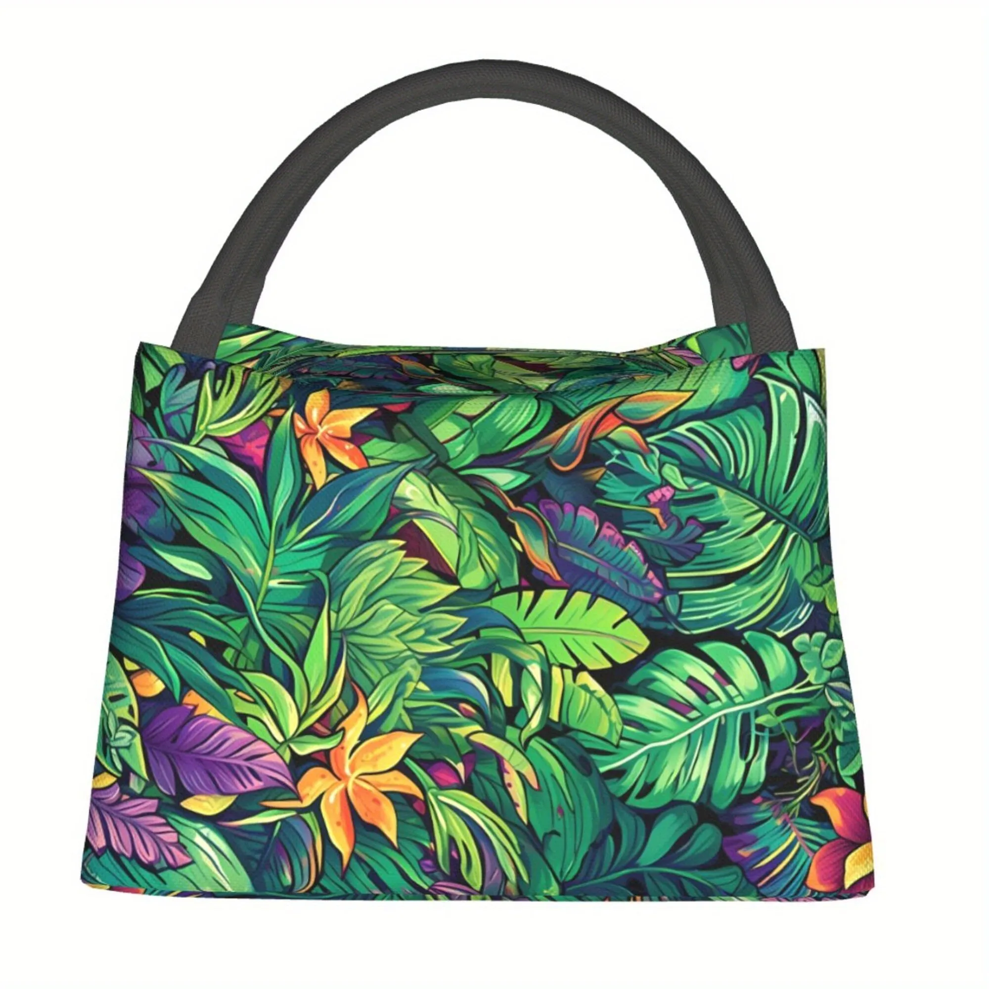 Tropical Floral Insulated Lunch Bag Reusable Portable Cooler for Camping Picnics Beach