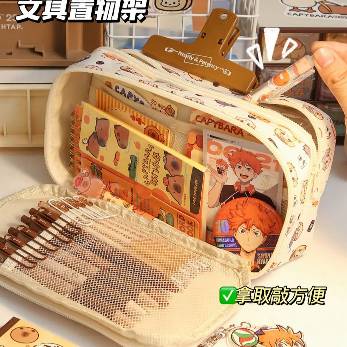 هايكيو!! أنيمي الأجهزة الطرفية طالب القرطاسية حقيبة التخزين الوجه من نوع 9-layer ذات سعة كبيرة حقيبة أقلام رصاص 22*14 سنتيمتر هدية للأطفال #4