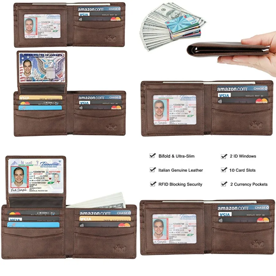 

Wallet for Men-Genuine RFID Blocking Bifold Stylish Wallet With 2 ID Window