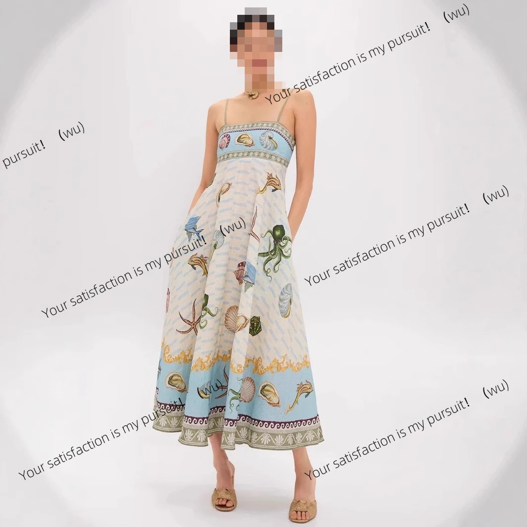 

Women's new temperament high waist cotton and linen printing suspenders casual fashion jumpsuit