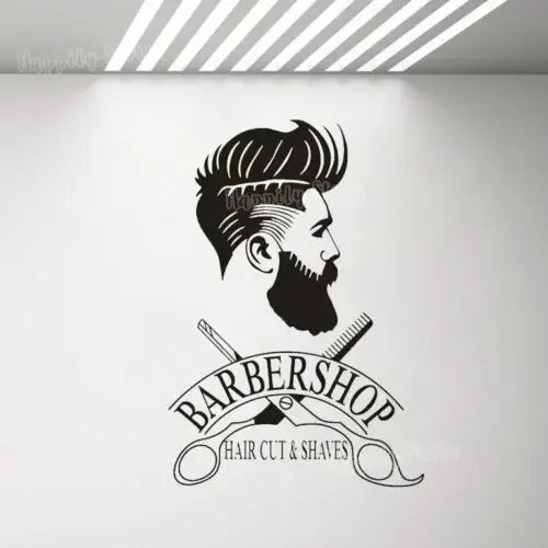 Barber Shop Window Decal Hipster Man Wall Sticker Hair Salon Scissors Murals Shave and Haircut Logo Wall Window Poster P50