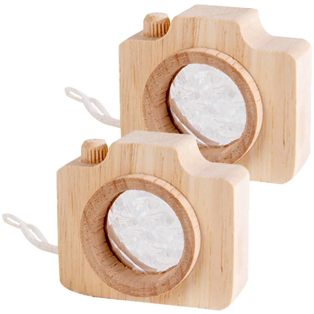 2 Pcs Children's Kaleidoscope Toy Wood Camera Mini Prism Bees Playthings Party Favors Birthday Gifts