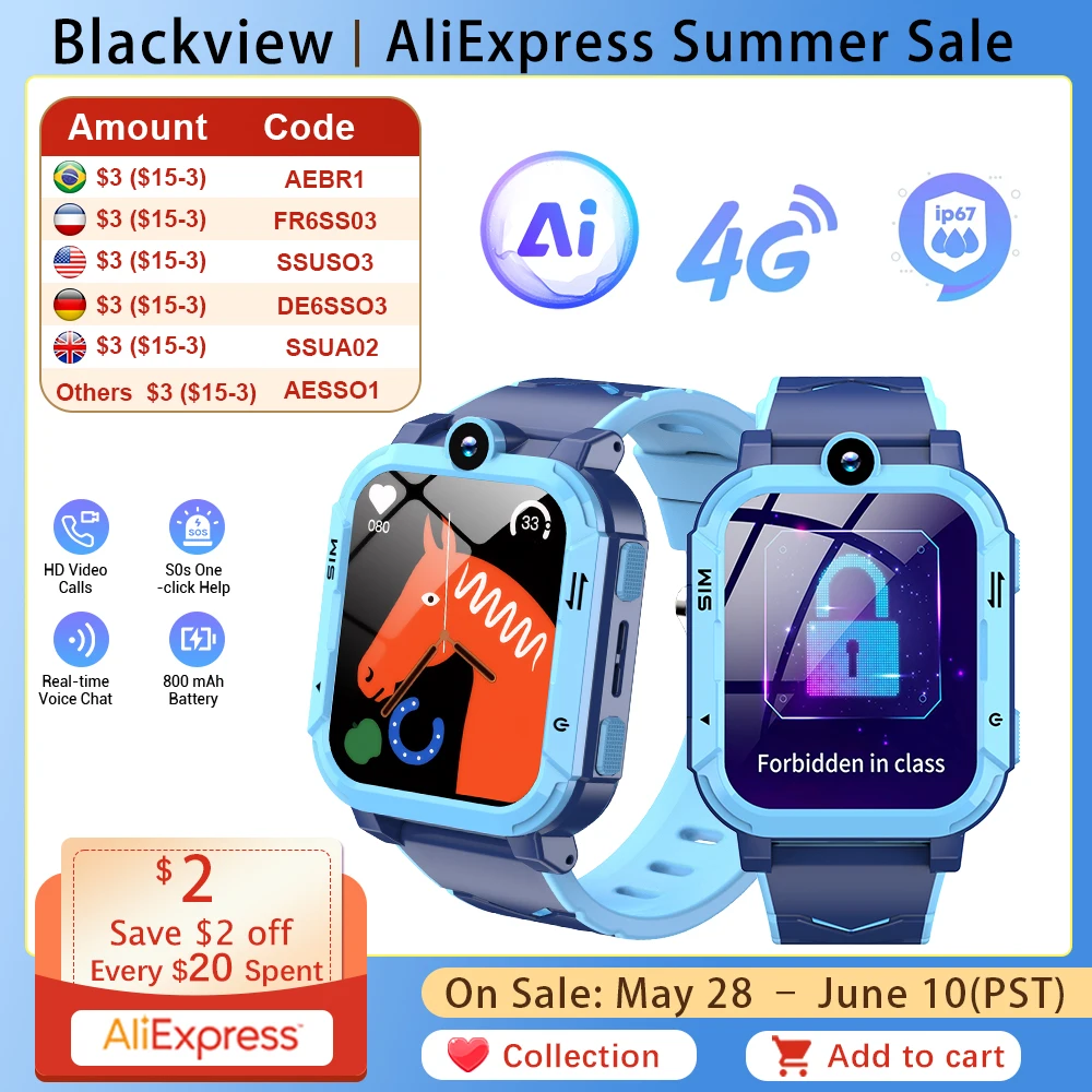 

Chirdren Z20 SOS GPS Smartwatch 4G WIFI Video Call IP67 Waterproof Tracker Location Phone Smart Watch for Kids Holiday Gifts