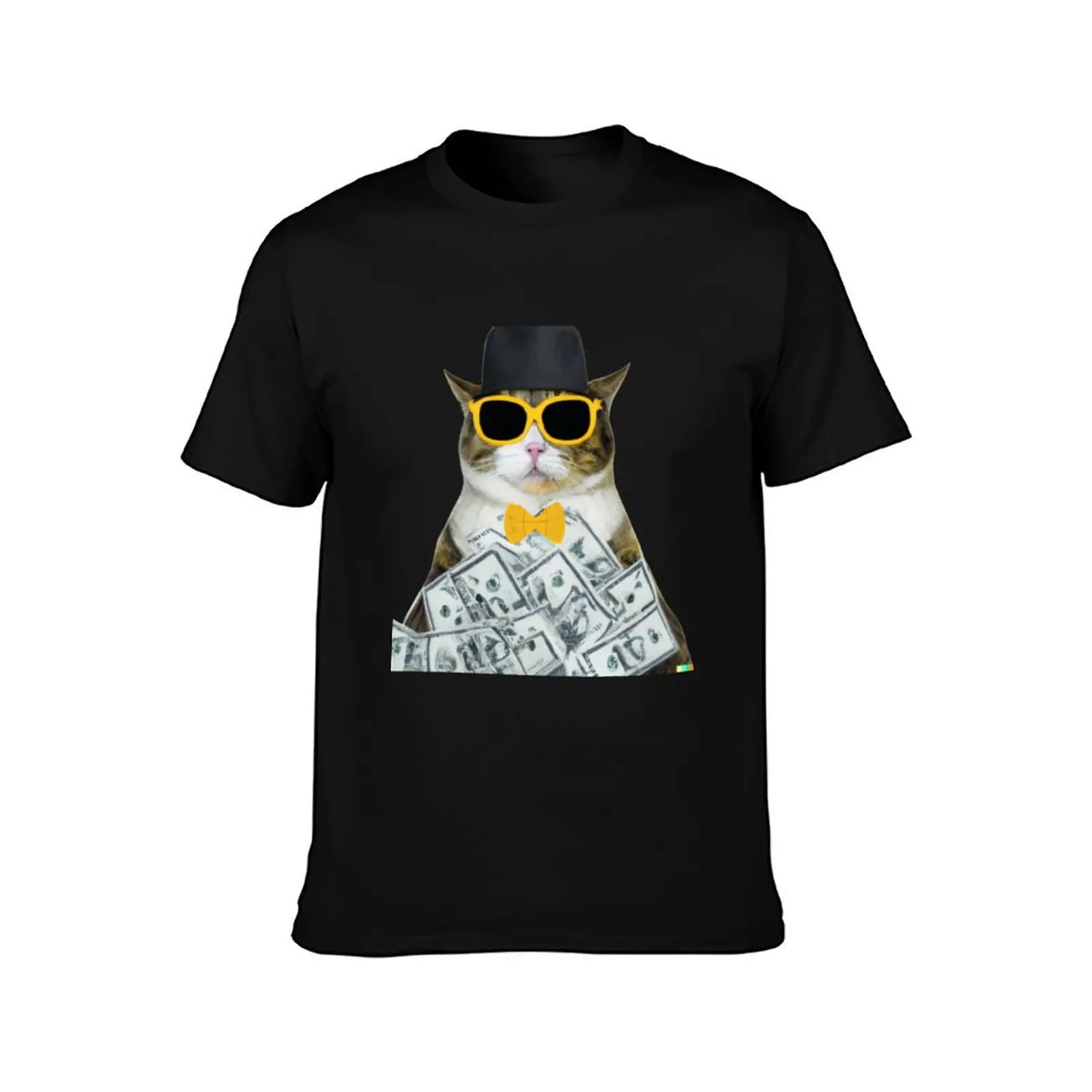 The millionaire cat T-Shirt Basic Simple Design Short Sleeve Shirt
