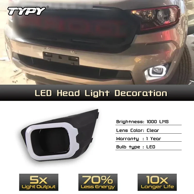 

TYPY Car LED Fog Lamp For Ford Ranger T8 2018 2019 Car LED Daytime Running Light Dynamic Turn Signal Auto Accessories