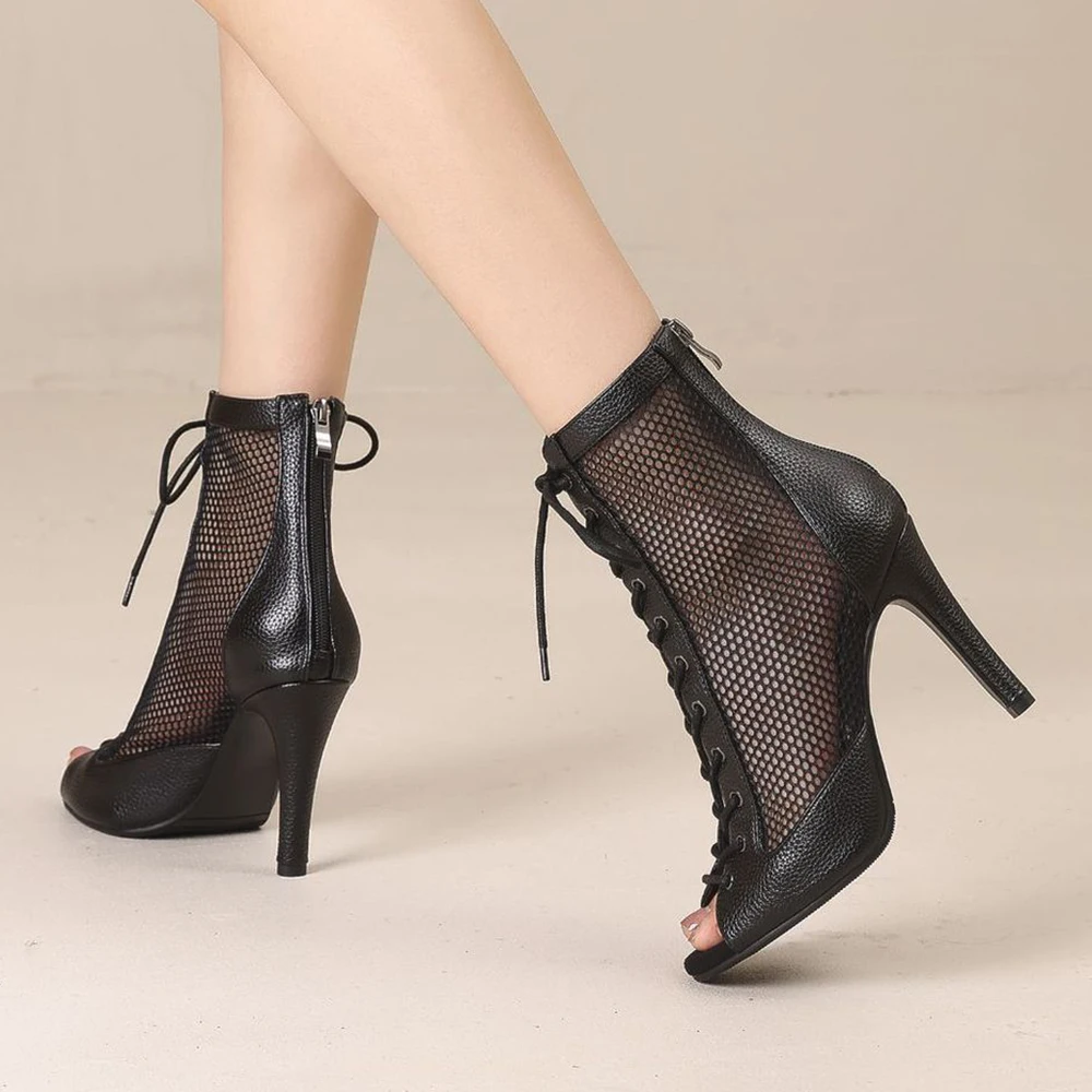 YSWEYOMIC Dance Heels Latin Dance Booties Suede Latin Salsa Heels For Dance Team Dance Party Customized Logo And Sole