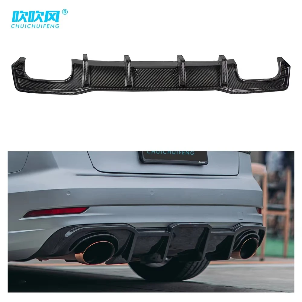 DRY Carbon Fiber Universal  Rear Bumper Lip  Rear Diffuser for AUDI RS3 2017-UP Car Spoilers Body Kit