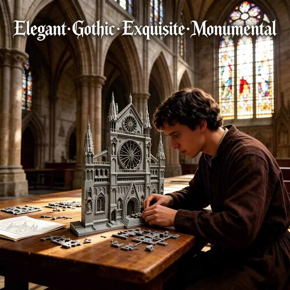 Creative MOC Medieval Gothic Cathedral Building Block European Church Facade Architecture Model Construction Adult Toy 7308pcs