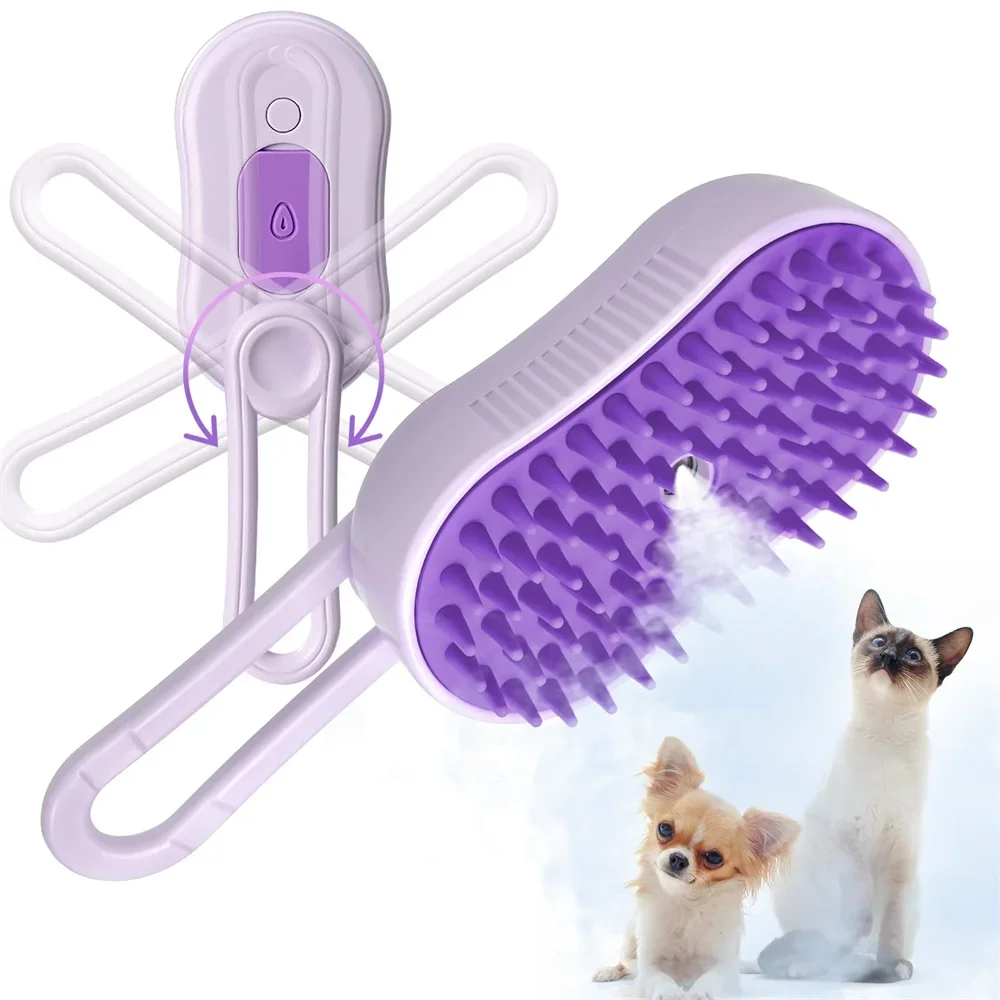 

​3 in 1 Cat Dog Steam Brush Electric Spray Defur Comb Stop Static Shedding Pet Massage Grooming Tool Foldable​