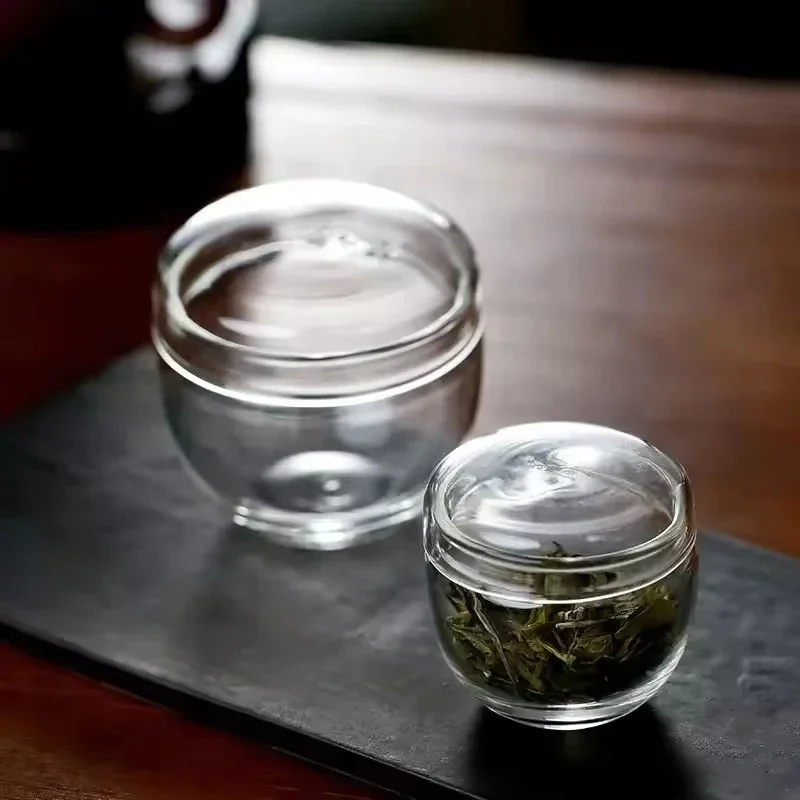 Mini Glass Tea Jar Transparent High Borosilicate Glass Jar Portable Travel Wake-up Tea Jar Glass Container Mini Storage Box