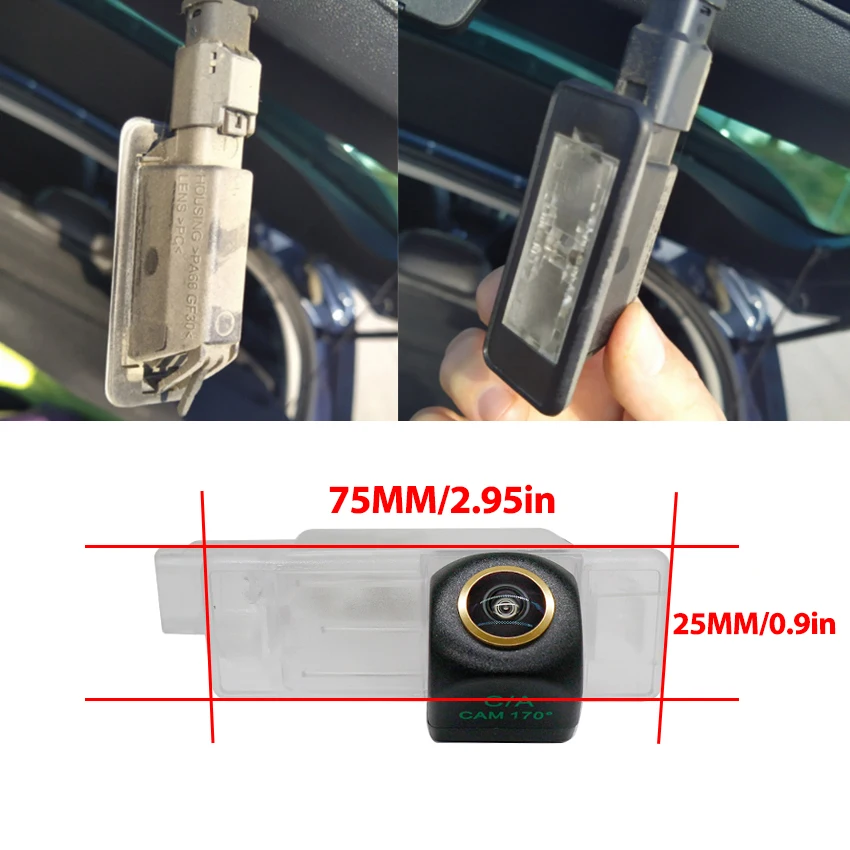 HD Rear View Camera For Peugeot 2008 3008 SUV 2009~2018 Backup Parking Reverse Camera License Plate Camera Golden Fisheye Lens