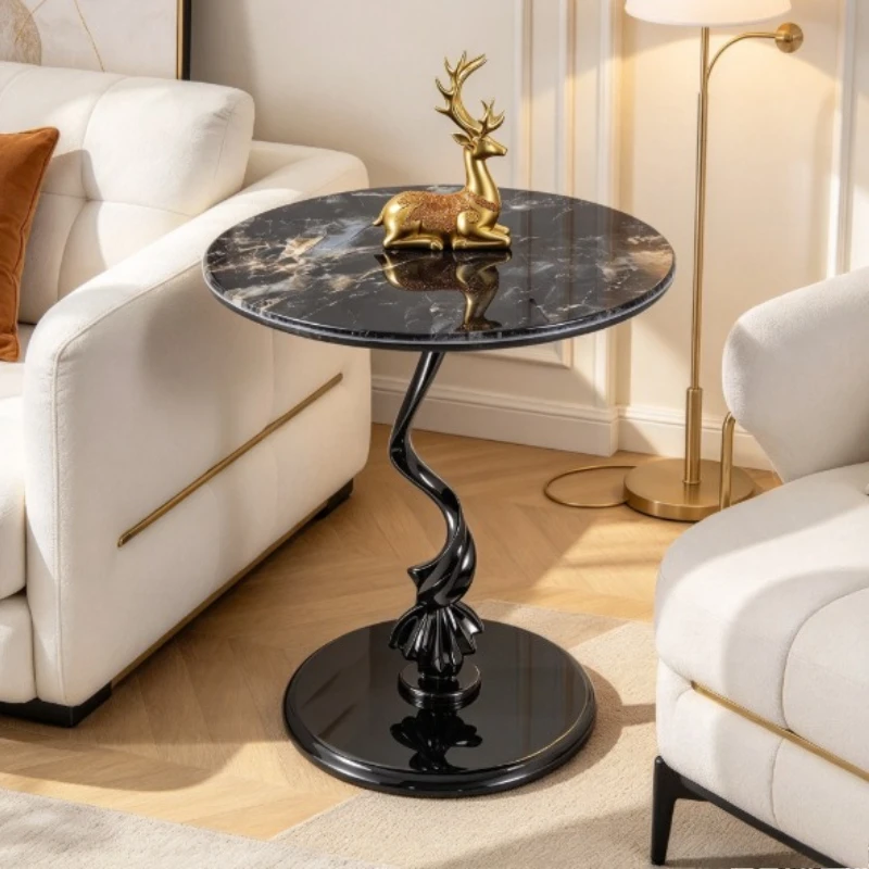 Minimalist Living Room Side Table, Round Sintered Stone Coffee Table, Balcony Leisure Corner Table, Creative Home Decor Accent