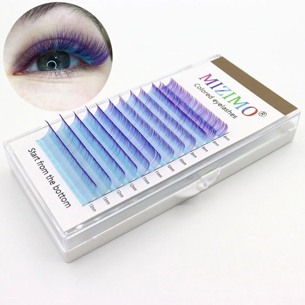 Color Purple Mixed Length (8-13mm) Curvature C/D Makeup Single Grafted False Eyelashes Are Soft And Naturally Prolonged