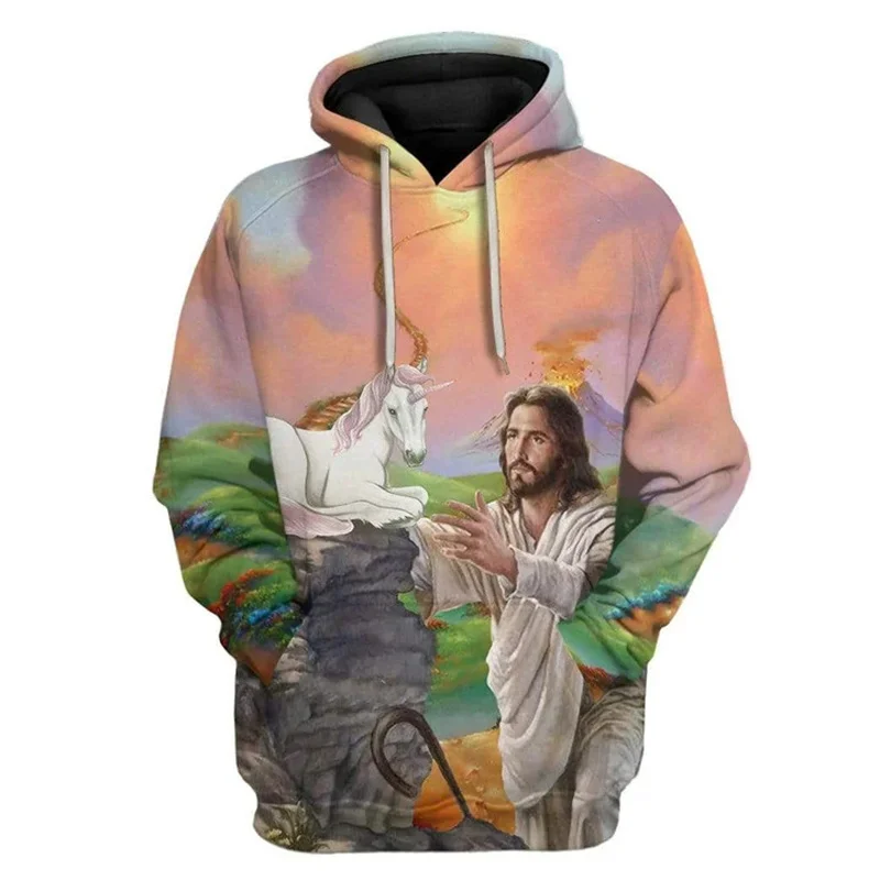 

3D Christian Jesus Printing Hoodies For Men Children Fashion Streetwear Hooded Sweatshirts Winter Harajuku Hooded Hoody Clothing