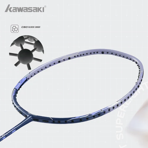 Imagen 2 del producto Raqueta de bádminton α súper ligera Kawasaki 6U 2025, nueva cabeza pesada, raqueta de carbono integral, bádminton Kawasaki