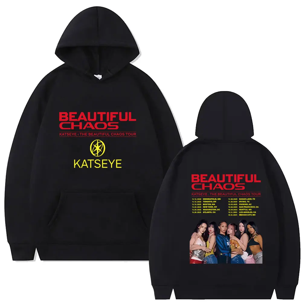 

Korean Kpop Katseye Beautiful Chaos Tour 2025 Hoodie Men Women Hip Hop Fashion Oversized Tracksuit Male Vintage Pullover Hoodies