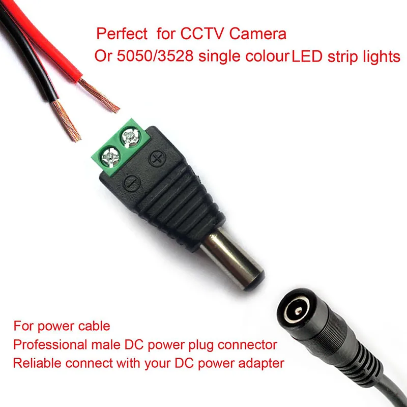 5/10Pairs 12V DC Power Connector 5.5mm x 2.1mm Male Female Welding-Free Power Jack Plug Barrel Adapter for CCTV/Monitoring Power image 6