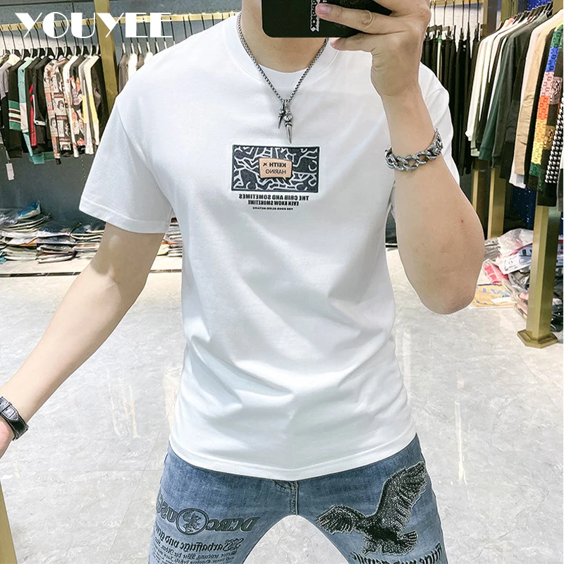 Short Sleeved T-shirt Men\'s Summer New Personalized Printing Fashion Brand Casual Round Neck Cotton Top Male Tees Clothing 4xl