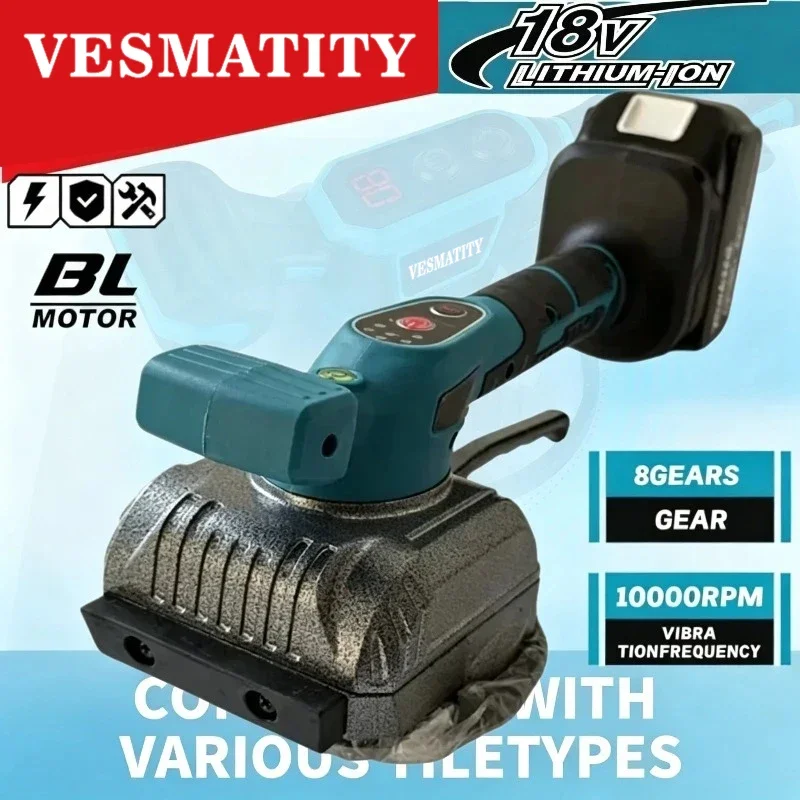 For Makita 18/20V Battery Pin Leveler Vibration Frequency 8Gears Digital Display for Efficient Floor Wall Tile LayingTool